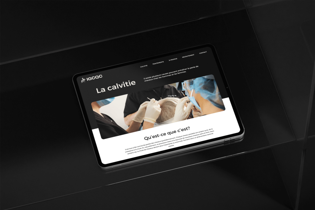 Visuel site web l'Institut de Greffe de Cheveux du Québec
